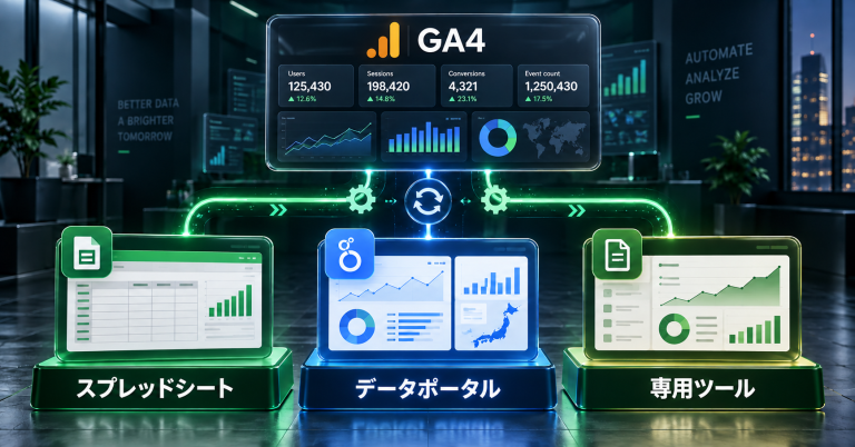 GA4レポート作成の効率化：スプレッドシート・データポータル・専用ツール